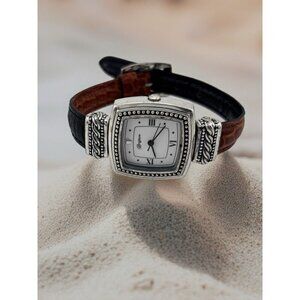 Brighton Toulouse Brown & Black Reversible Leather Watch New Battery Installed